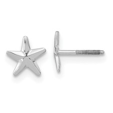 14k White Gold Madi K Star Childrens Screwback Post Earrings Kids Celestial