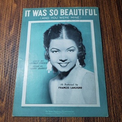 It Was So Beautiful Sheet Music As Featured by Frances Langford Freed Barris