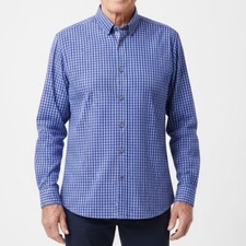 Robert Graham Tailored Fit Gingham Check Dress Shirt Blue Mens L