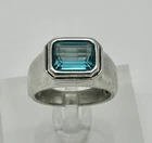 Vintage James Avery Aquamarine Blue Topaz Gemstone Sterling Silver Ring RARE
