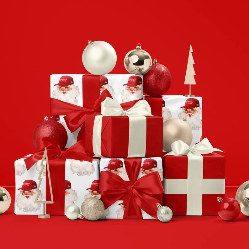 Vintage Santa Christmas Wrapping Paper, Funny Holiday Gift Wrap Roll - Image 4 of 4