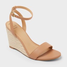 Women  s Tish Almond Toe Wedge Heels - A New Day