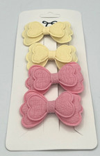 Flower Hair Bows for Girls 4-Pack features solid pattern Pink  Yellow Set 