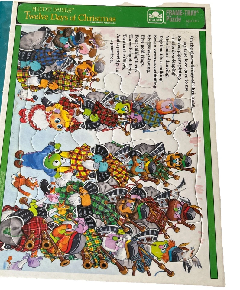 VTG Muppet Babies Twelve Days Of Christmas Frame Tray Puzzles 7 Ct. Partial Set - Image 2 of 4
