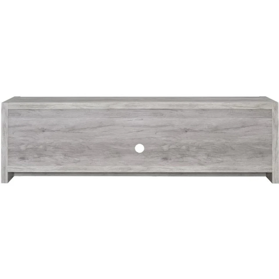 Consola de TV de madera estilo cabaña con amplio almacenamiento, gris gris moderna y contemporánea Foto 4 de 4