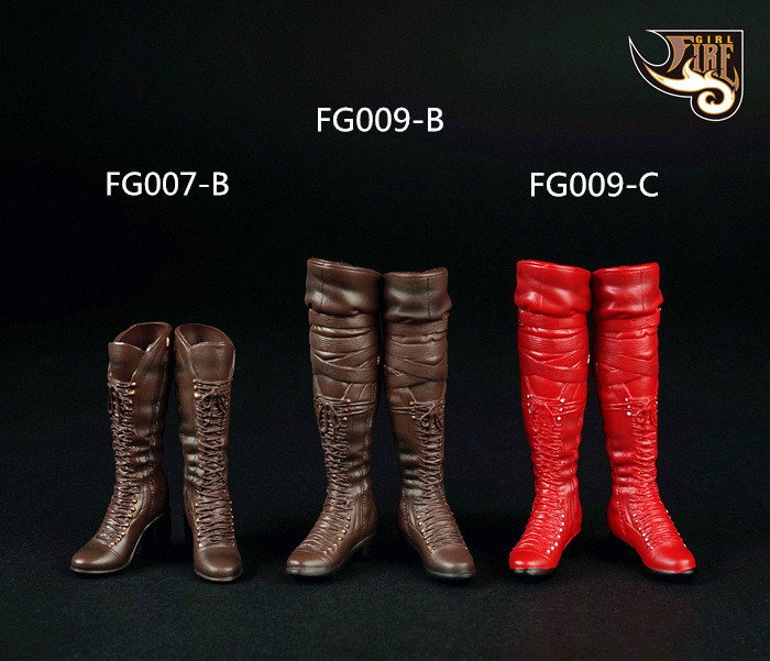 A3-01-1 1/6 Scale Brown Women's Long Boots Shoe For 12