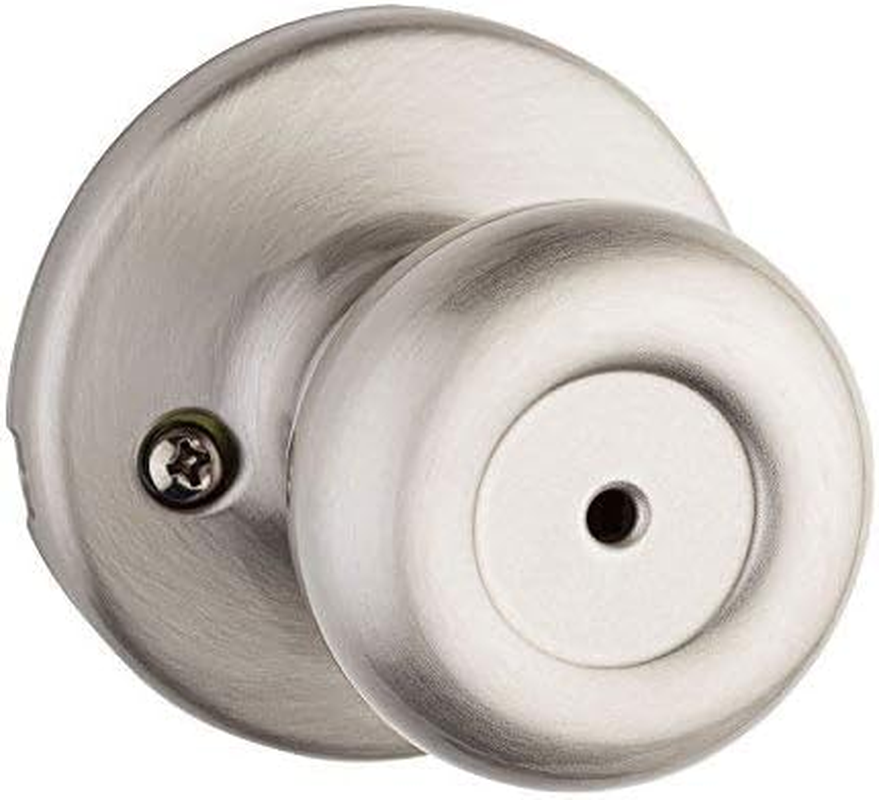 Interior Privacy Door Knob with Lock, Satin Nickel, Keyless Turn, for Bathroom/B-image
