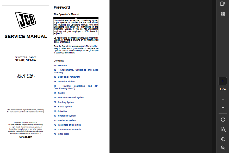jcb-3ts-8t-skid-steer-loader-service-repair-shop-manual-pdf-usb-ebay