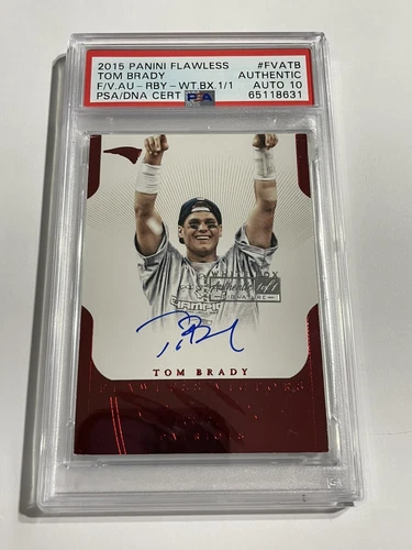 2015 Panini Flawless Tom Brady RUBY Flawless Victors AUTO White Box 1/1 PSA 10