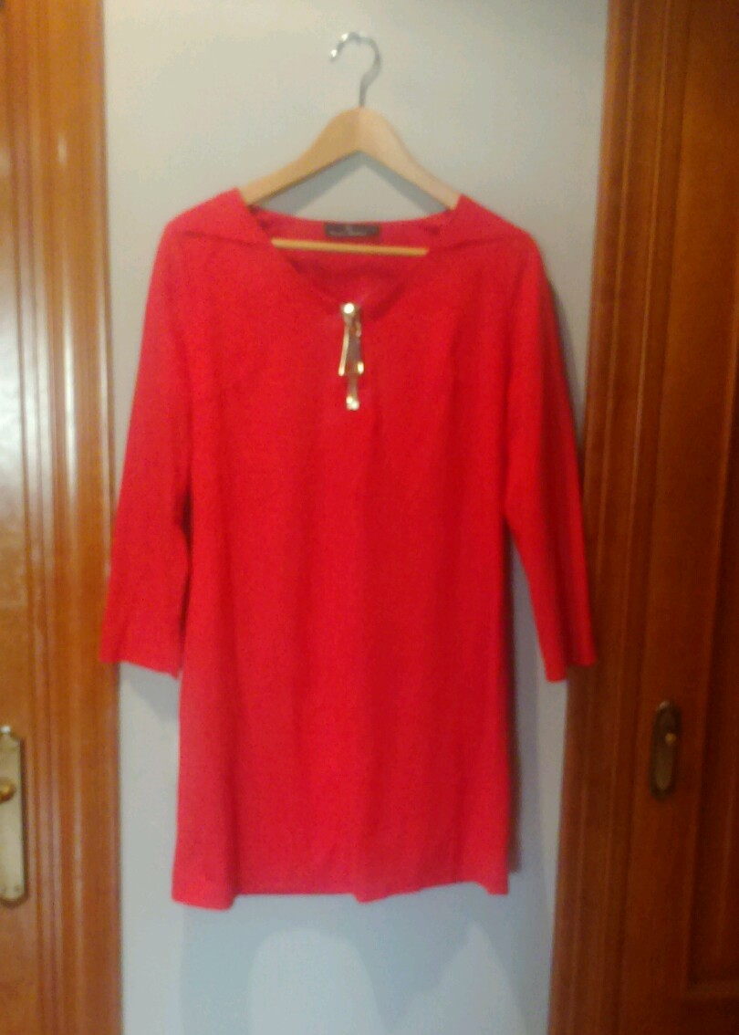 Vestido de antelina rojo corto firma Modaland,NUEVO!TL