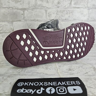 Adidas NMD R1 Grey Wool 3M Maroon Boost Sneaker CQ0761 Men display picture 1