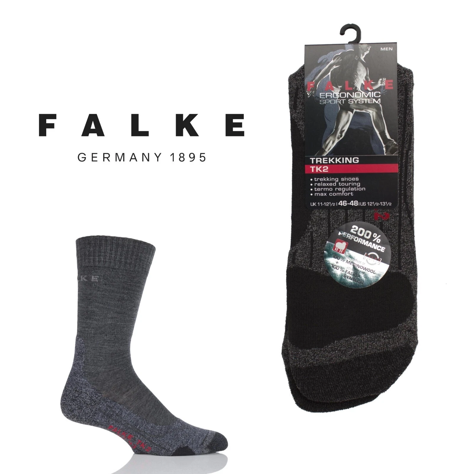 Men's Outdoor Socks FALKE Medium Volume Ergonomic Cushioned Trekking 1 Pair Pack
Opens in a new wind