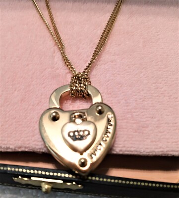 Vintage Juicy Couture Dual Strand Gold Plated Heart Padlock
