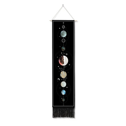 Bohemian Tapestry Tassel Moon Mountain Linen Cotton Home Door Wall Hanging Draw - Picture 15 of 37