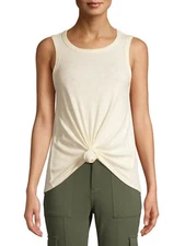 Time And Tru Women's Tie Front Tank Top Shirt XX-LARGE (20) Pristine Ivory 
