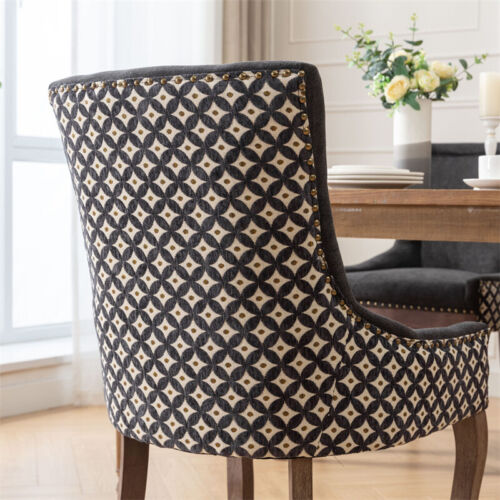 Dining Chair Set of 2 Modern Mid-Century Thickened Fabric Chair with Wood Legs - Picture 6 of 19
