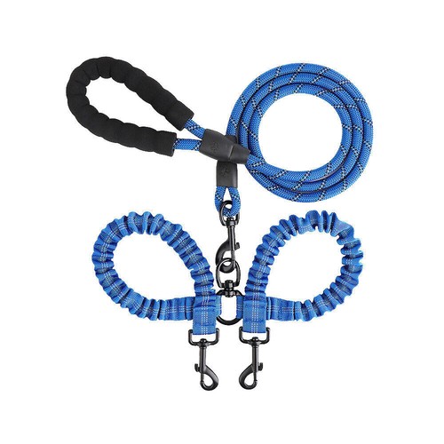 Double Ended Dog Leash Dual Lead Walk 2 Dogs Coupler No Tangle Adjustable Nylon - Picture 11 of 26