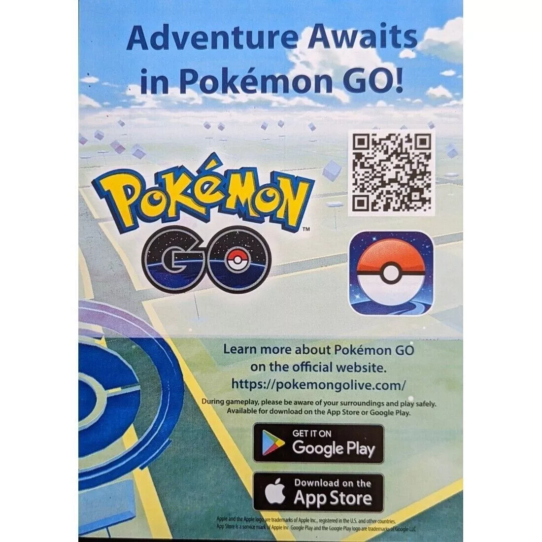 1 Sheet Of Pokemon GO Niantic App Codes - 4 Codes Per Sheet!