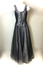 Aspeed Gray Silver Embroidered Corset Prom Quinceanera Pageant Dress SZ 3-4 NEW