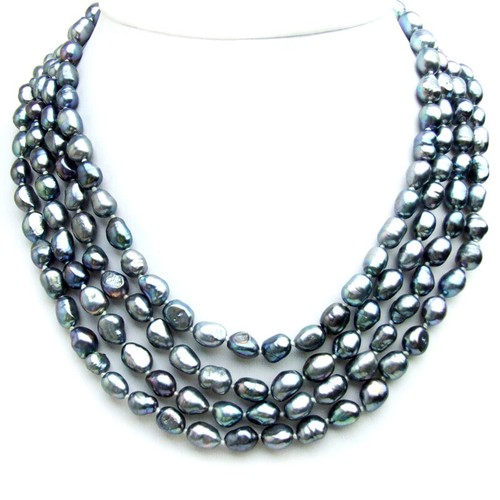 7-9mm Baroque Natural Freshwater Pink Pearl Necklace for Women Long Necklace 80" - Picture 11 of 34