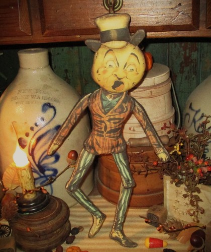 Prim Patti's Ratties 18" Halloween Folk Art Dancing Moon Man Doll Made in USA - Picture 2 of 4