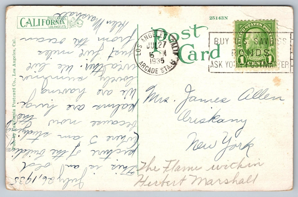 Postal USC Universidad del Sur de California Administración Edificio 1935 A14 Foto 2 de 2