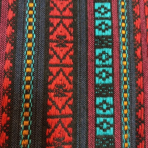 Red Black Blue Woven Stripe Heavy Cotton Double Weave 2.25 Yd Fabric - Picture 2 of 4