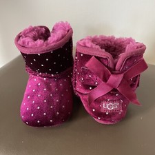 UGG Baby Girl Burgundy Silver Dots Boots Size US 2/3