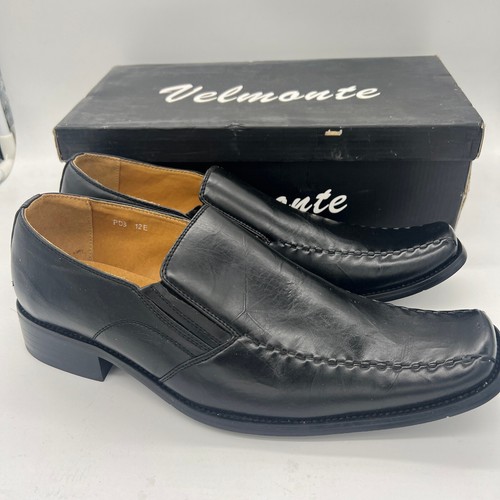 Velmonte Italian Design Men Slip On Office Formal Business Leather Shoe Black 12