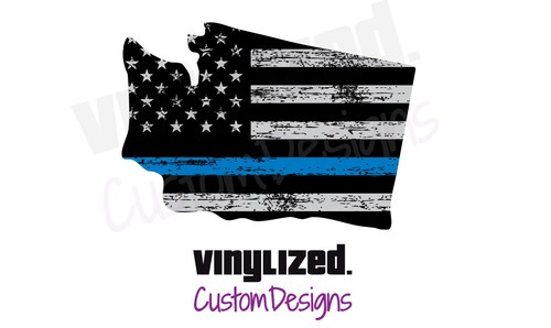 Back Thin Blue Line US Flag State Police LEO Quality Vinyl Sticker Decal TBL - Picture 72 of 78