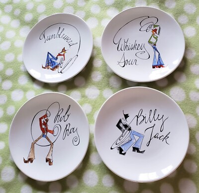 Set of POTTERY BARN Cowboy Western Rodeo Appetizer Cocktail Dessert  Plates