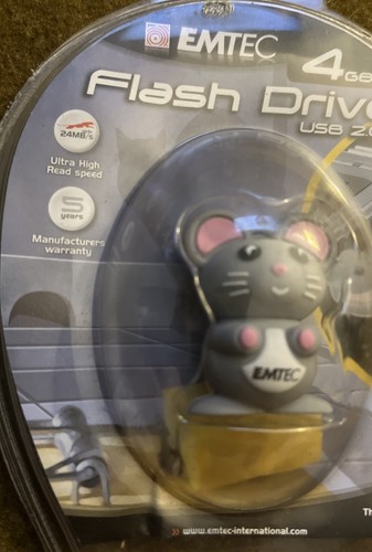 EMTEC - 4 GB USB 2.0 FLASH DRIVE - MOUSE ANIMAL - NEW UNOPENED UNUSED - Picture 3 of 5