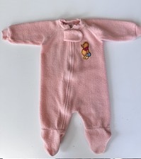 Vintage Winnie The Pooh Peach Footed Baby One piece Pajamas Disney Flaws