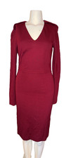 STELLA MCCARTNEY jersey v-neck sheath dress knee length Burgundy sz IT 40 US M