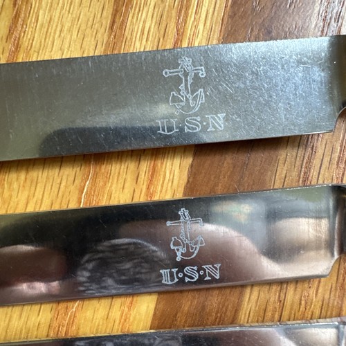 Lot Of 3 U.S. NAVY KINGS Pattern Insico 9 5/8" KNIVES USN ANCHOR Stainless Blade - Picture 3 of 17