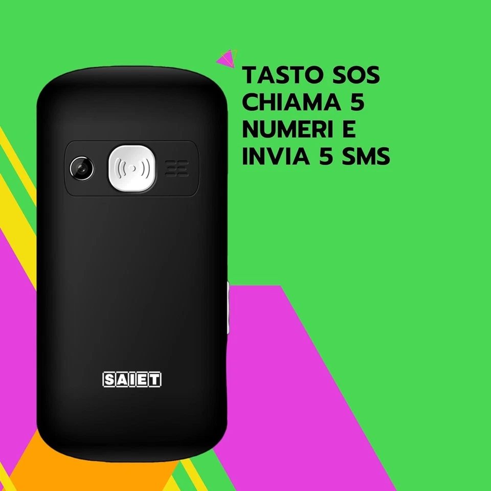 SAIET MAGNUM DUE NERO CELLULARE PER ANZIANI TASTI GRANDI DISPALY 2.2" RADIO FM - Immagine 4 di 4