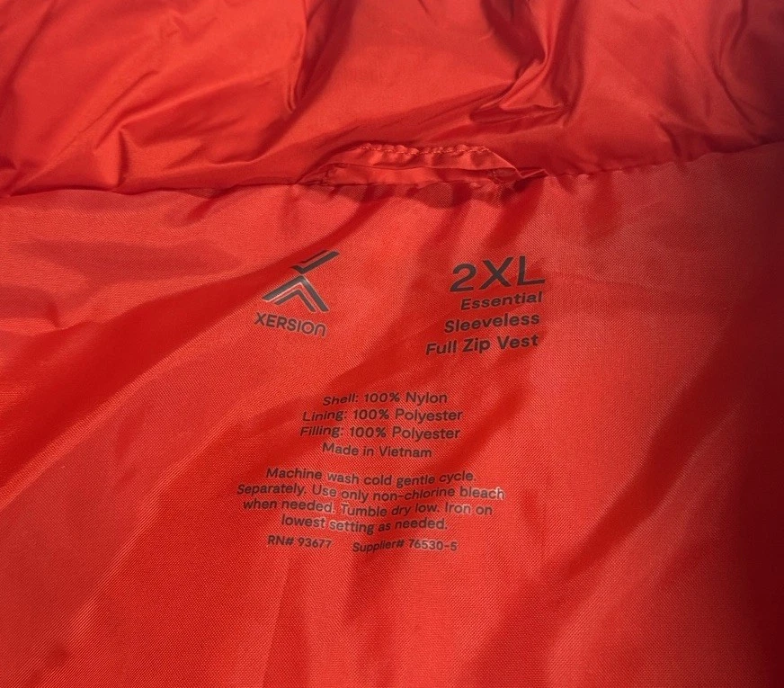 Chaleco acolchado rojo para hombre 2XL bolsillos con cremallera Foto 3 de 4