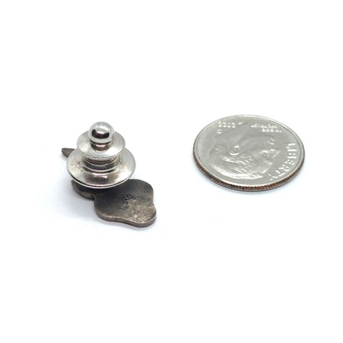 Spilla emblema fiamma verde argento sterling "de" risvolto smalto da collezione - Foto 3 di 3