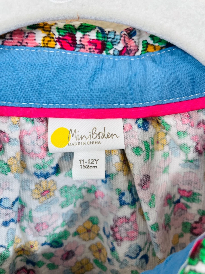 Mini Boden  Floral Dress Size 11-12Y Long Sleeve Multicolor Pockets Buttons - Image 2 of 4
