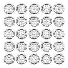 25pcs Metal Button 12mm 0.47" 4 Holes Alloy Round Sewing Buttons, White