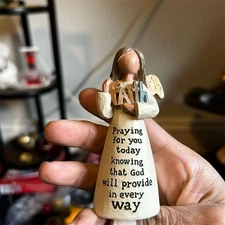 Blossom Bucket Angel Figurine 6" Multicolor Religious Decor