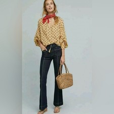 Anthropologie Pilcro and the Letterpress High-Rise Flare Jeans 27 Slim Sailor