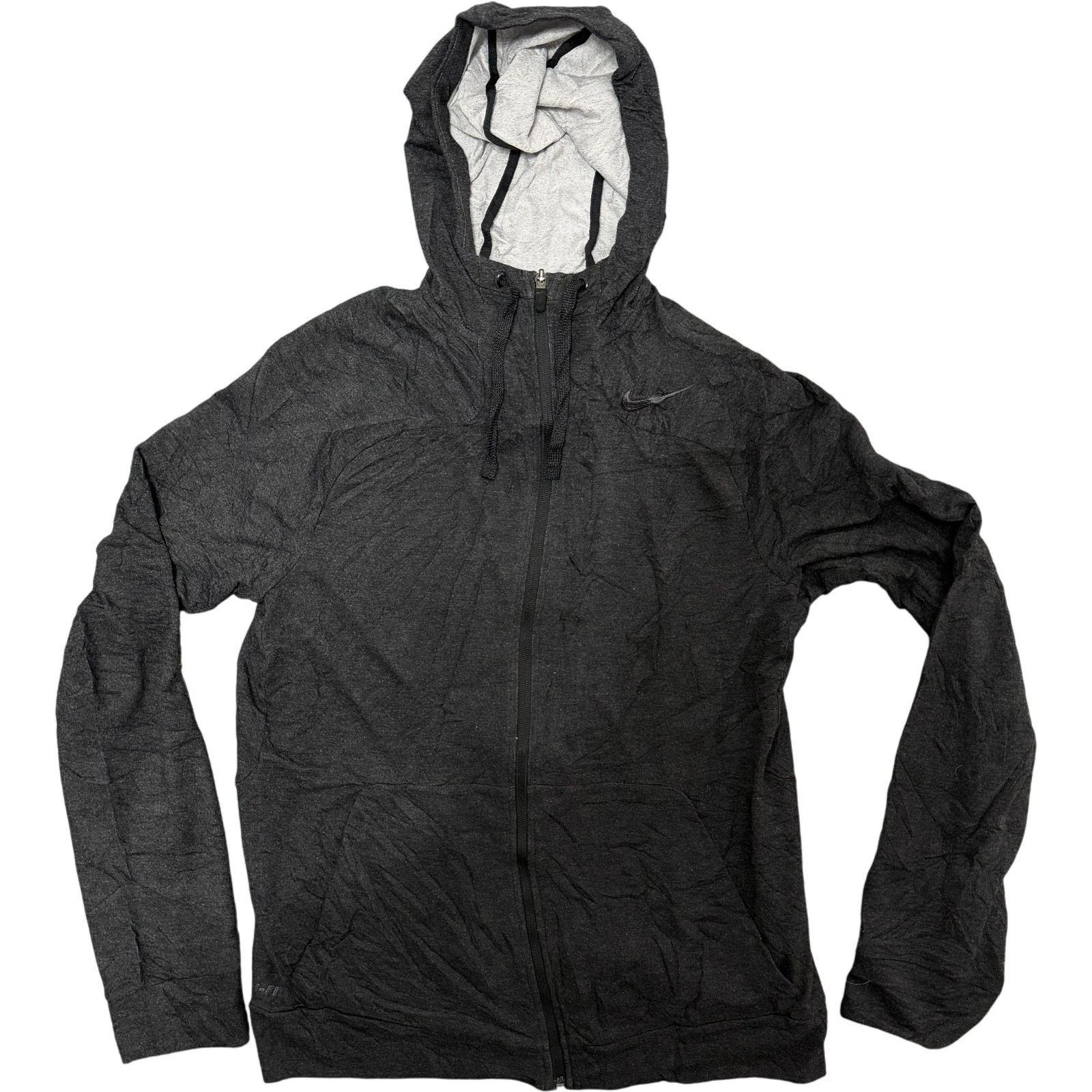 Nike Dri-FIT Full Zip Hoodie Black Size S Lightweight Athletic
