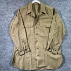Vintage Military WWII M-37 Wool Service Mustard Shirt Large Green Gas Flap 1940s