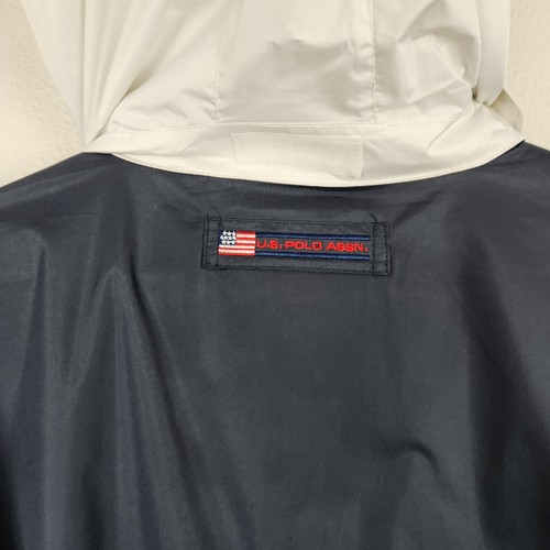 Vintage US Polo Assn Mens Jacket Windbreaker Full Zip Hooded Logo Blue Red SZ M - Picture 11 of 12