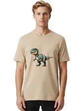Robot-T-Rex Mens Graphic Tee, 100% Cotton, Casual Summer Wear