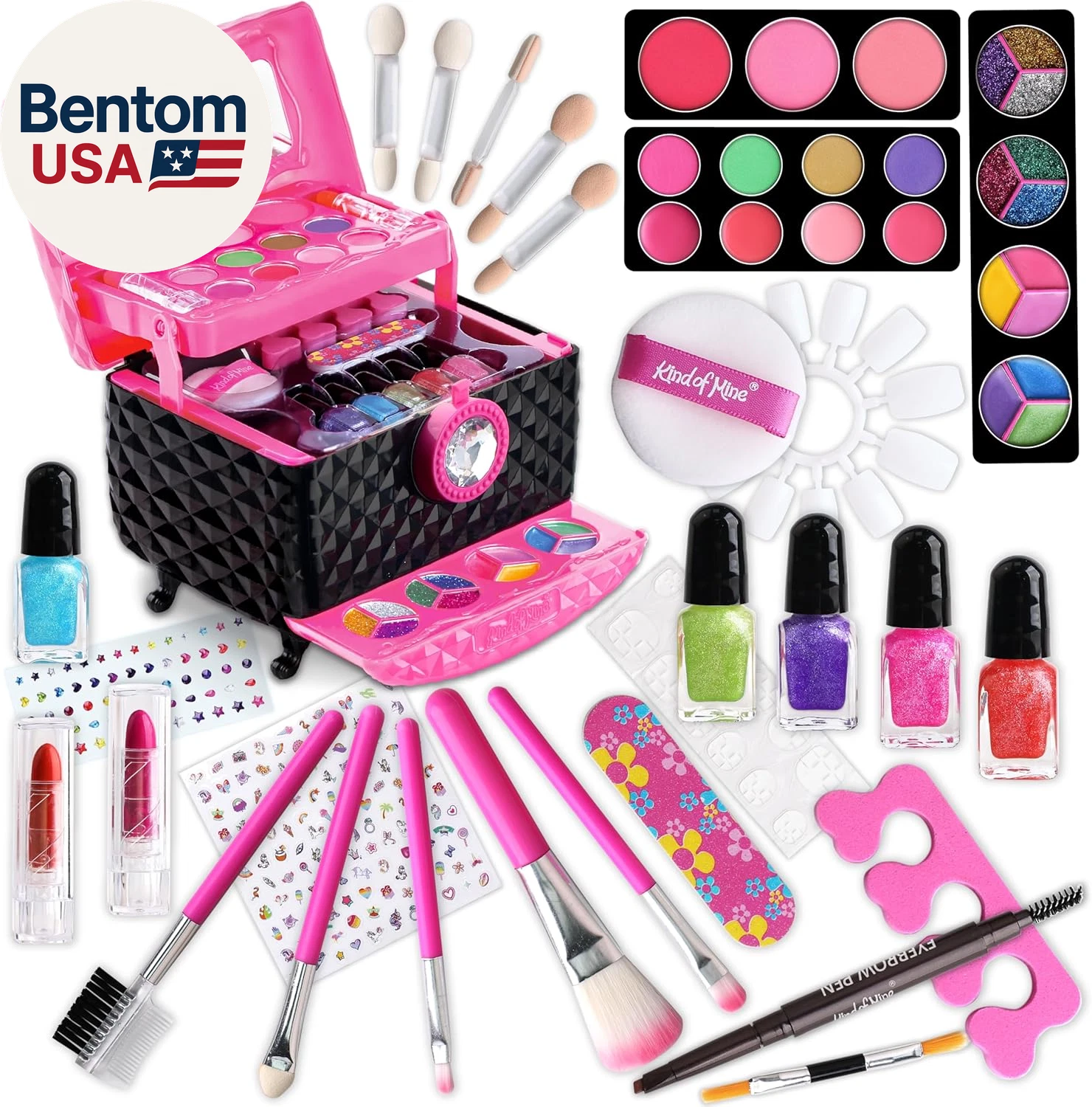 Makeup Kit for Kids, Funkidz Washable Play Pretend 60 PCS Cosmetic Toys Make up