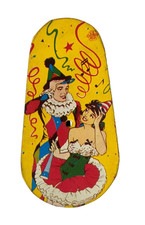 Vintage Fully Working Tin Litho Noise Maker Jesters Clown New Year's Party Toy