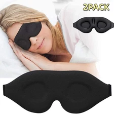 2Pack 3D Silk Sleep Eye Mask Soft Padded Shade Cover Rest Relax Blindfold Travel