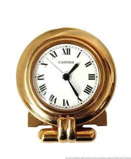 10k Plated Gold Cartier Alarm Clock Desk Clock Vintage Made In France 0528401